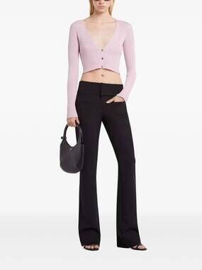 Courreges Solar Light Rib Cropped Cardigan Sweater in Salt Pink S